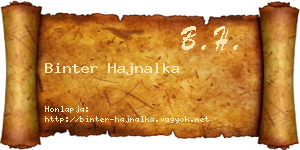 Binter Hajnalka névjegykártya